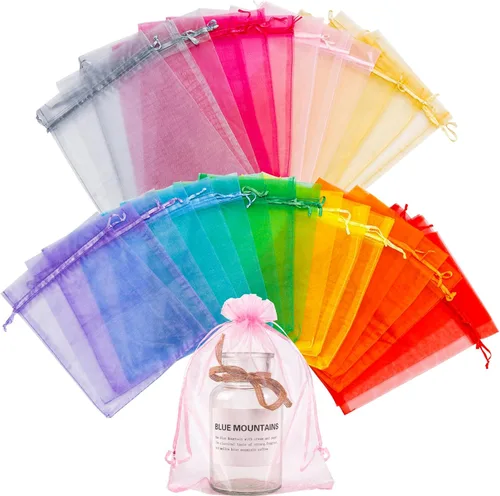 Miniatura 11 de YunKo - 50 bolsas de organza con cordón de 6 x 9 pulgadas, bolsas de malla para joyas, regalos, bolsas de protección para frutas, bolsa de regalo