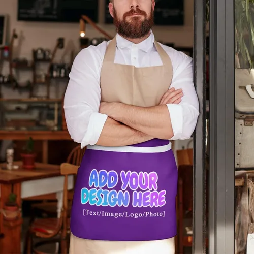 Miniatura 247 de AXKEUDO Delantal personalizado con bolsillos, delantales de cintura para camarera para cocinar en casa, restaurante, servir trabajo