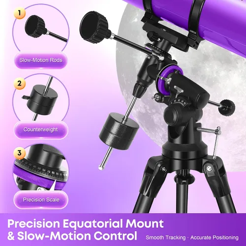 Miniatura 5 de Telescopio, telescopio reflector newtoniano 150EQ para adultos y principiantes, telescopios profesionales para adultos de alta potencia