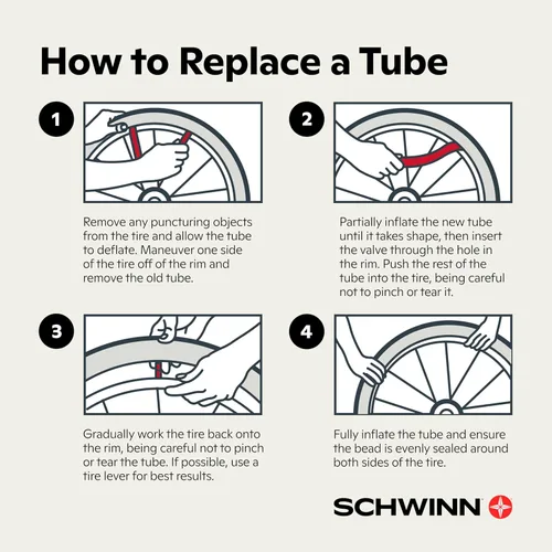 Miniatura 8 de Schwinn Tubo de repuesto para neumáticos de bicicleta, tubo interior de bicicleta, válvula Schrader, autosellante o básico, construcción duradera
