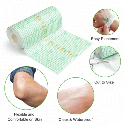 Miniatura 2 de LotFancy Vendaje de cuidado posterior para tatuajes, rollo de 6 x 8.8 yardas, apósito de película transparente impermeable transparente, envoltura