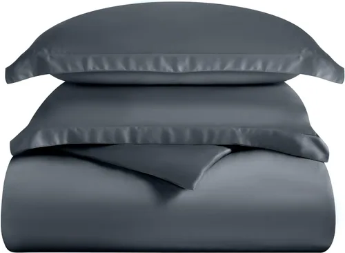 Miniatura 2 de SUPERIOR Juego de funda de edredón de rayón de bambú de 300 hilos, incluye 1 funda de edredón con cierre de botón, 2 fundas de almohada, suave
