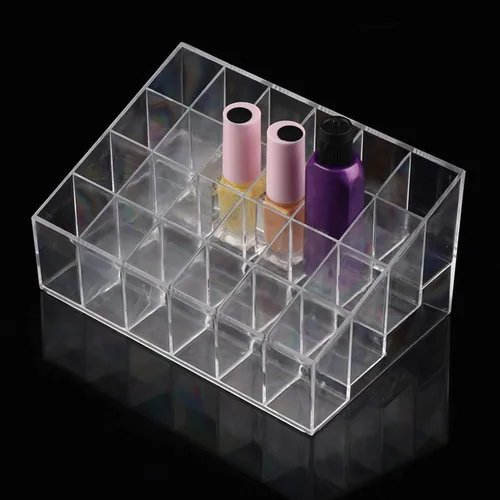 Miniatura 3 de Transparent Lipstick Holder Plastic Makeup Organizer 24 Grids Nail Polish Storage for Home and Salons