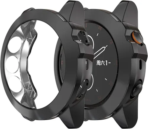 Miniatura 2 de Compatible con Garmin Fenix 5X/5XPlus/5X Sapphire Case, TPU plateado protector protector para 2.008 in Fenix 5X Watch Case (negro)