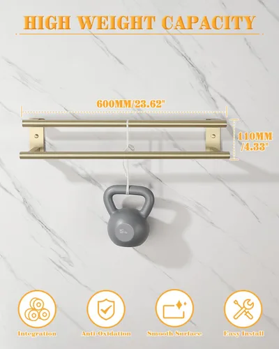 Miniatura 2 de Alise Toallero doble para baño, soporte para toallas de pared de 24 pulgadas, toalleros para baño, colgador de toallas de acero inoxidable SUS304