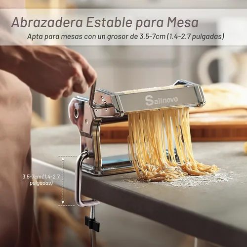 Miniatura 5 de Sailnovo Máquina para hacer pasta, máquina para hacer pasta de rodillo 180, 9 ajustes de grosor ajustables, máquina de fideos 2 en 1 con rodillos