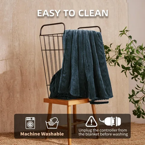 Miniatura 4 de JET'S HOME Manta térmica de 50 x 60 pulgadas, manta eléctrica de franela con certificación ETL, lavable a máquina, con 9 niveles de calefacción, 10