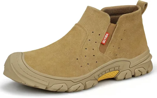Miniatura 13 de GLANOUDUN - Botas de trabajo de soldadura para hombre, con punta de acero, antideslizantes, zapatos de trabajo indestructibles para hombre, zapatos