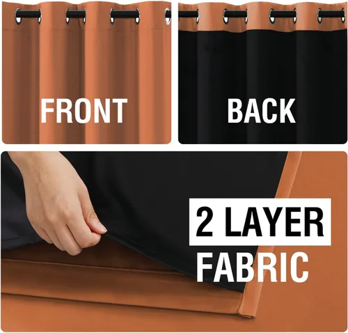 Miniatura 6 de H.VERSAILTEX Paneles de cortina 100% opacas de 45 pulgadas de largo, con aislamiento térmico, cortinas opacas con forro para dormitorio, dos capas