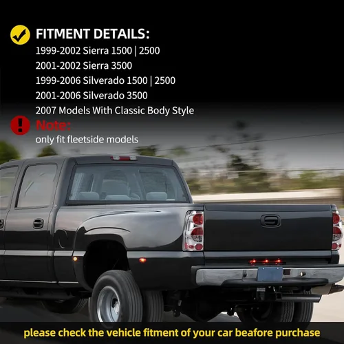 Miniatura 6 de DWVO Luces Traseras Compatibles con 1999-2006 Chevy Silverado 1500 2500 3500 y 2007 Estilo de Cuerpo Clásico Silverado, 1999-2002 Faros Traseros GMC
