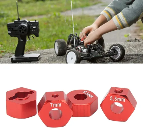Miniatura 9 de Cubo de rueda RC, 4 piezas de aleación de aluminio RC hexagonal, cubo de neumático de vehículo RC, juego de accesorios para 1/10 Slash 4x4 rustler