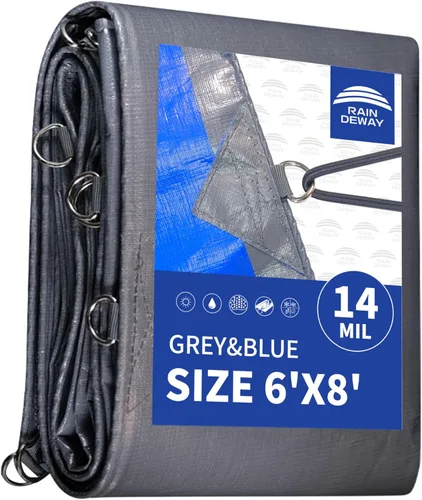 Miniatura 34 de RAINDEWAY Tarps Heavy Duty Impermeables 4x5 Pies -14 Mils Lona Súper Heavy Duty con Anillos de Metal y Esquinas y Bordes Reforzados, Resistente a