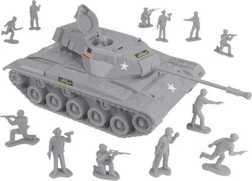 Miniatura 10 de Set de juegos tanque Tim Mee Toy Walker Bulldog, color azul, 13 piezas, fabricado en EE. UU