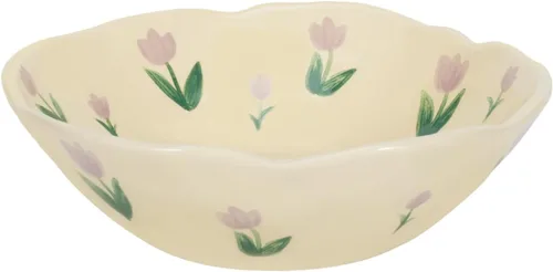 Miniatura 11 de Koythin - Cuencos para ensalada, lindos cuencos de cerámica con flores azules, cuenco de servir amarillo crema para pasta, cereal, fruta, sopa