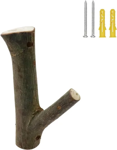 Miniatura 6 de 4 ganchos de pared de madera real con ramas de árbol de granja, rústico decorativo de madera con tronco de corteza de grosor de 0.8 in a 1.2 in