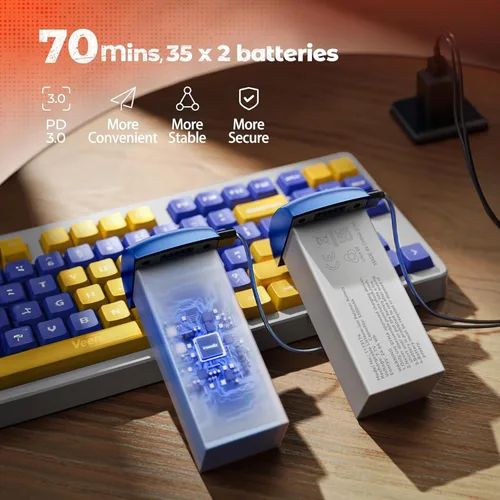 Miniatura 6 de V11Air Drone con cámara UHD 6K para adultos, cardán sin escobillas de 3 ejes, video 4K/30FPS, tiempo de vuelo de 70 minutos con 2 baterías Azul