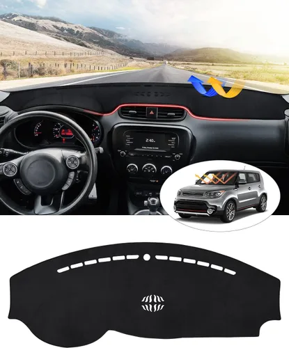 CARTIST Funda para salpicadero Compatible con Kia Soul 2014-2019 Accesorios Funda para salpicadero Alfombrilla antideslizante y antirreflejos