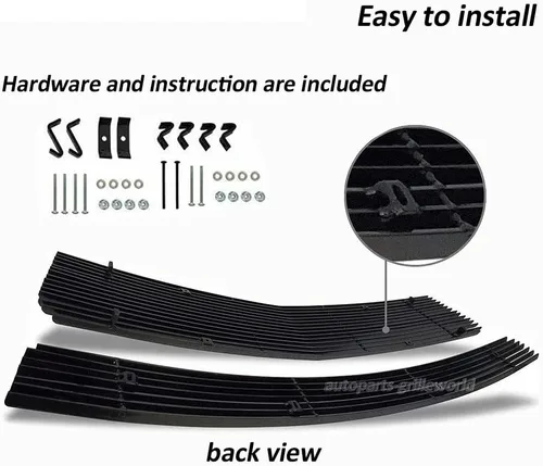 Miniatura 3 de Combo de insertos de rejilla cromada Billet para Ford Mustang V6 Premium 2005-2009 parrilla delantera 2 piezas de aluminio horizontal
