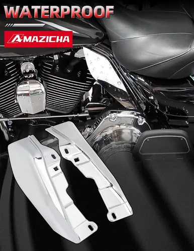 Miniatura 4 de Amazicha Deflector de aire cromado de marco medio compatible con Harley Davidson Touring Electra Glide/Street Glide/Road Glide/Tri Glide/Road King