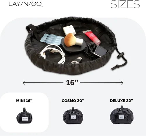 Miniatura 5 de Lay-n-Go Cosmo Layflat - Organizador de cosméticos y maquillaje con cordón y bolsillo con cremallera, bucles para cepillos y más, se ajusta