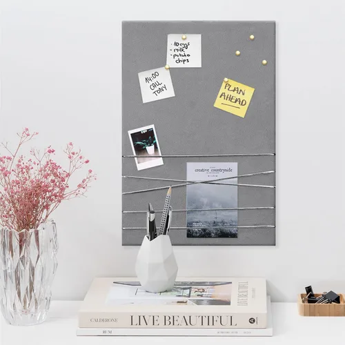 Miniatura 10 de Navaris Tablón de anuncios de tela, 12 x 17 pulgadas, tablero de memoria de terciopelo para pared para mostrar collages de fotos, imágenes, notas