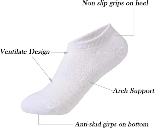 Miniatura 2 de JORMATT Calcetines de algodón antideslizantes de corte bajo con empuñaduras, 6 pares