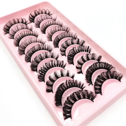 Miniatura 56 de 10 pares de pestañas rusas 3D voluminosas, con curvatura DD, pestañas postizas de visón sintético, pestañas de 19/32 de pulgada que parecen S09