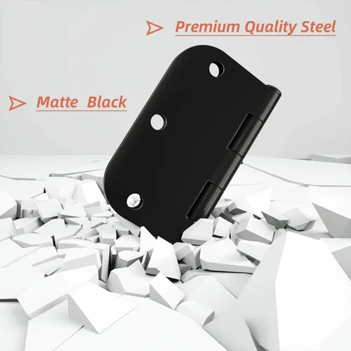 Miniatura 4 de HOSOM Paquete de 36 bisagras de puerta color negro mate de 3.5 x 3.5 pulgadas, bisagras interiores de puerta de 3 1/2 pulgadas redondeadas con Negro