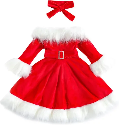 Miniatura 8 de FYBITBO Vestido de Navidad para bebé niña, terciopelo verde, manga larga, tutú, mameluco, vestido de fiesta, traje de Navidad