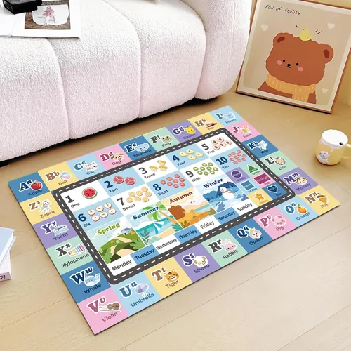 Alfombra ABC infantil para sala de juegos, alfombra del alfabeto para el aula, alfombra lavable para habitación de bebé, sala de juegos, dormitorio,