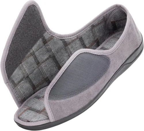 Pantuflas para diabéticos con punta abierta para hombres, extra anchas, espuma viscoelástica, puntera abierta, antideslizantes, para personas