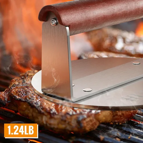 Miniatura 5 de HULISEN Burger Smasher, prensa de hamburguesas aplastadas de acero inoxidable, prensa de hamburguesa de 6 pulgadas para plancha, prensa de parrilla