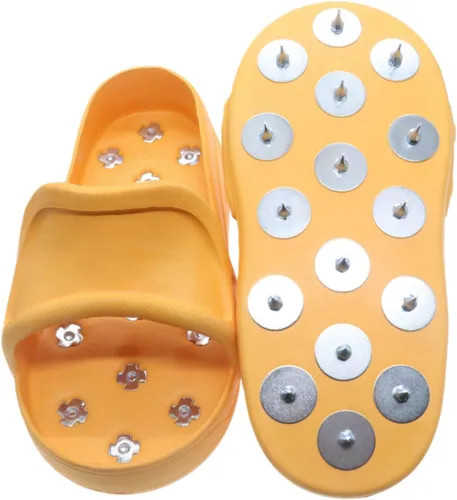 Miniatura 2 de Zapatos antideslizantes con pinchos para pisos epoxi, revestimientos resinosos, compuesto autonivelante y pintura, pequeño (naranja)