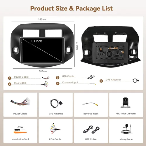 Miniatura 7 de [4+128G] Android 15 Estéreo para automóvil para Toyota RAV4 2007-2012, Hikity 10 pulgadas pantalla táctil en celda RAV4 Radio inalámbrica Carplay