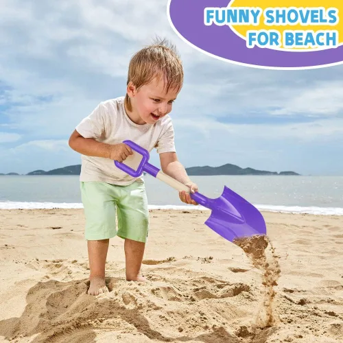 Miniatura 2 de Dilabnba Palas de arena para niños de 16 pulgadas, mango de madera resistente, palas de plástico ABS, herramientas para excavar playa, arenero