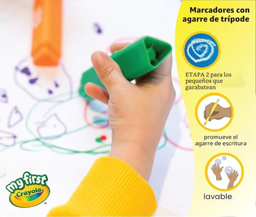 Miniatura 4 de Crayola Marcadores Triangulares para Niños Pequeños (8 unidades), Marcadores Lavables de Fácil Agarre para Niños Pequeños, Suministros de Arte