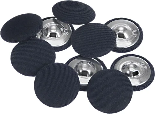 Miniatura 80 de HARFINGTON 10 botones de tela de 24L cubiertos de tela de 0.59 pulgadas, vástago de metal, botones de costura redondos para trajes, blusas de Azul