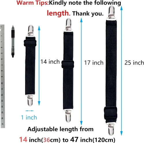 Miniatura 2 de 10 correas ajustables para sábanas, clips para sábanas, soporte elástico para sábanas bajeras, clips de correas de sábana bajera, tirantes de cierre
