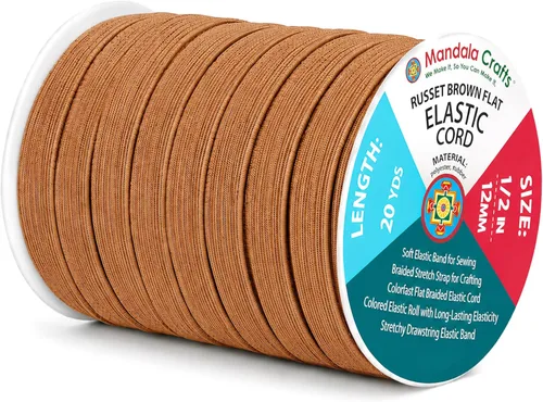Miniatura 76 de Mandala Crafts - Rollo de cordón elástico plano para costura y manualidades Blanco