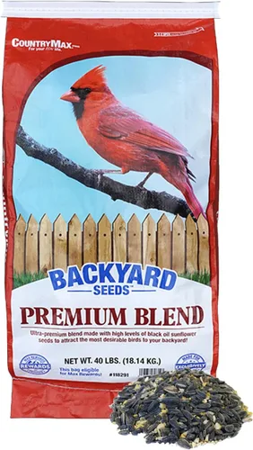 Backyard Seeds - Semillas para pájaros de alta calidad, 40 libras, mezcla suprema de alimentos para pájaros silvestres para comederos exteriores,