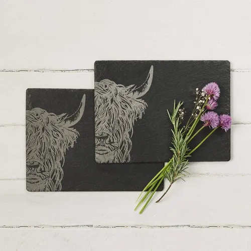 Miniatura 2 de Just Slate Highland Cow individual (X2), negro, 4.3 in x 4.3 in