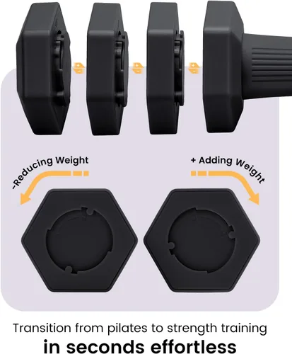 Miniatura 3 de Juego de mancuernas ajustables, juego de pesas de mano 4 en 1 para mujeres y hombres, un par de mancuernas de 10 libras cada uno de 2 libras, 3 Negro