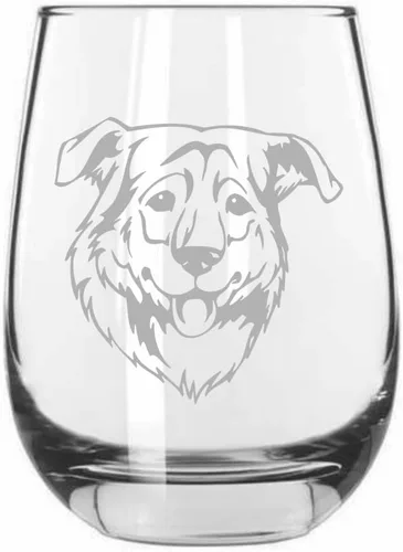 Miniatura 224 de Sakhalin Husky Dog - Copa de vino grabada personalizada de 15.25 onzas sin tallo