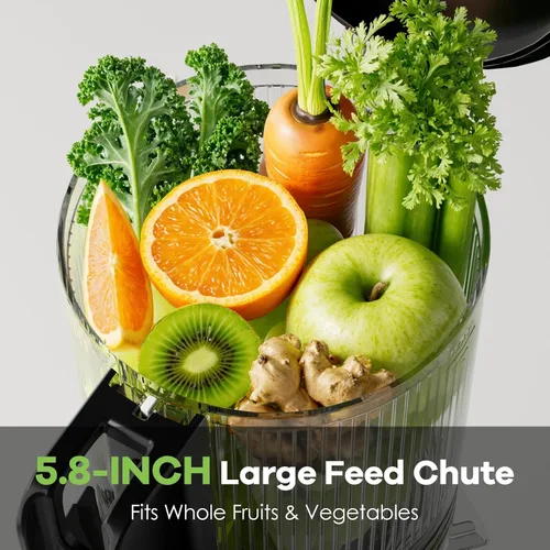 Miniatura 10 de EanOruus Exprimidor de prensa en frío, máquina extractor de jugo de canal de alimentación de 5.8 pulgadas de ancho con 400 W, alto rendimiento