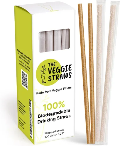 Miniatura 11 de The Veggie Straws – 100 popotes biodegradables sin envolver de 8.25 pulgadas – Hecho de fibras vegetales, las mejores pajitas ecológicas
