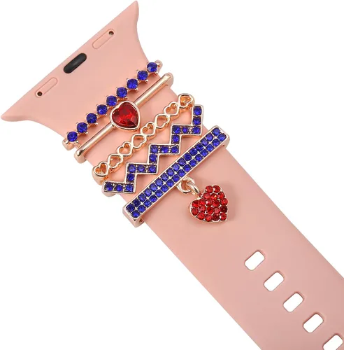 Miniatura 6 de Anillos decorativos de corazón compatibles con correas de silicona de Apple Watch de 1.772 in, 1.732 in, 1.654 in, 1.614 in, 1.575 in, 1.496 in, 7