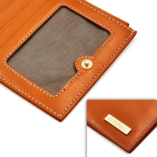 Miniatura 5 de ANDOILT - Cartera de cuero genuino para mujer con bloqueo RFID para tarjeta de crédito con cremallera
