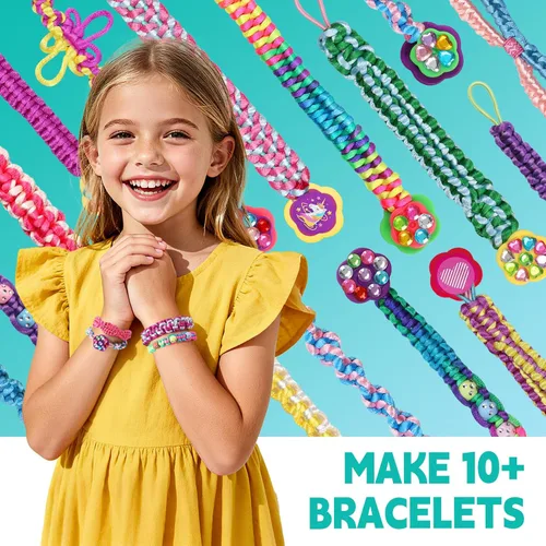 Miniatura 5 de DDAI Kit de pulsera brillante para niñas de 7 a 12 años, juego de manualidades brillantes de amistad con gemas, hilos y calcomanías, regalo de Menta