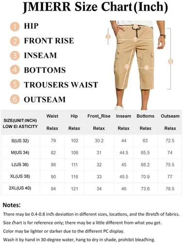 Miniatura 6 de JMIERR Pantalones cortos de sarga para hombre con cordón de algodón clásico elástico con 6 bolsillos