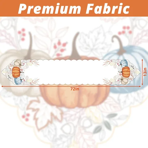 Miniatura 7 de Camino de mesa de otoño, 13 x 72 pulgadas, calabazas bordadas, hojas, camino de mesa de otoño, Acción de Gracias, decoración de mesa para cocina